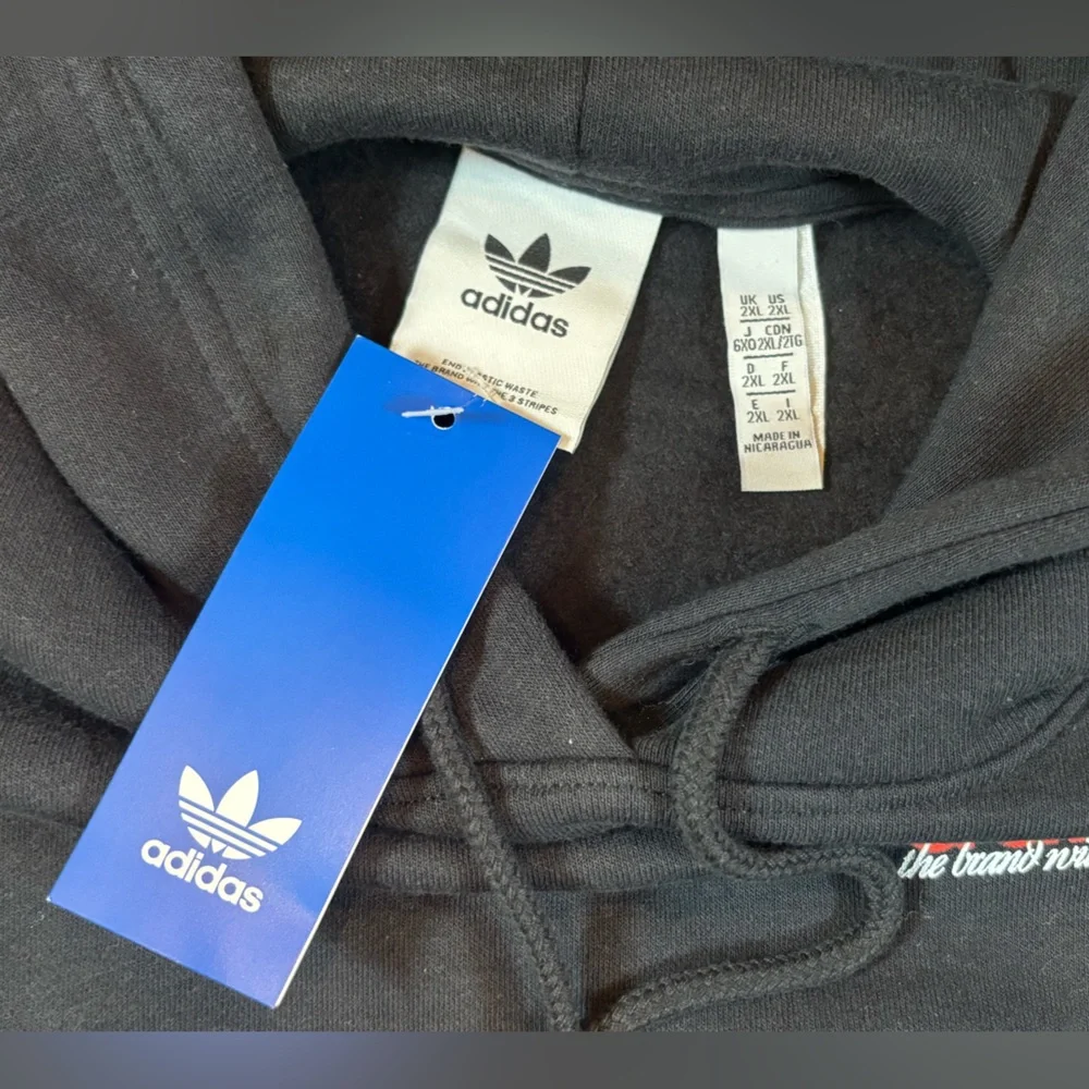 NWT‎ Adidas Black Hoodie with Red Logo Men’s Size 2XL